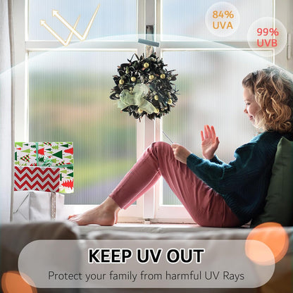 VELIMAX Reeded Glass Window Film, Window Privacy Film, Frosted Window Vinyl, 3D Decorative Decals Non Adhesive for Bathroom Living Room 17.7x78.7 inches
