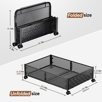 Under Bed Storage, Under the Bed Storage Containers with Wheels, Under Bed Shoe Storage Organizer Drawer for Bedroom Clothes Shoes Blankets -2Pack