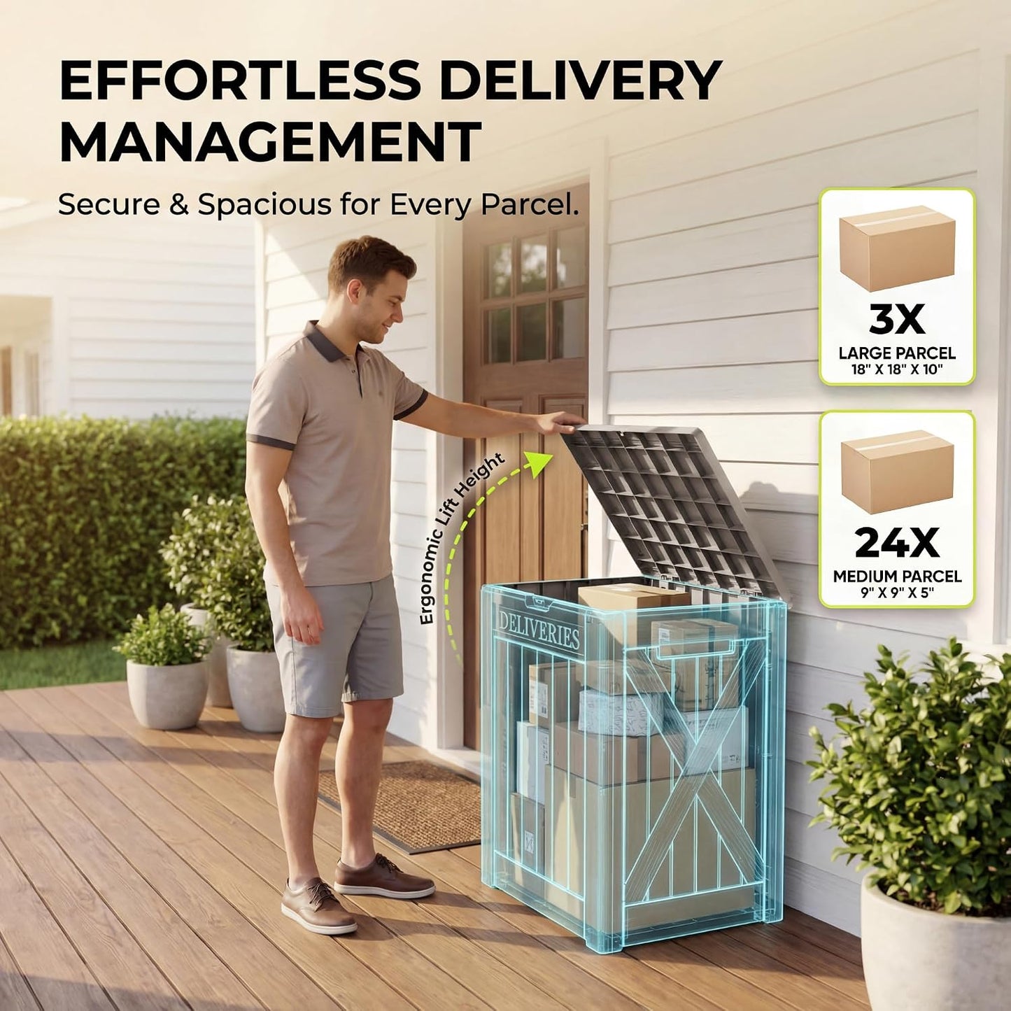 Greesum Outdoor Storage Box 31 Gallon Storage Box with Lid for Patio Furniture, Garden Tools, Pool Supplies, Waterproof and UV Resistant, Lockable, Dark Black