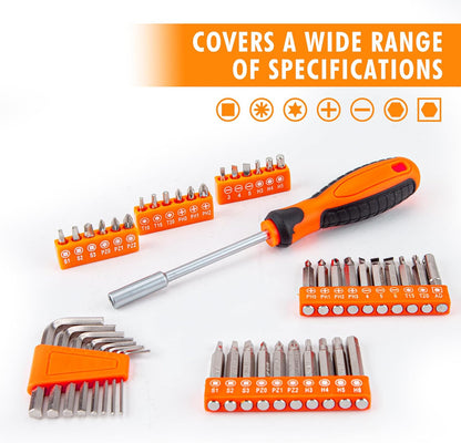 CARTMAN Orange 198-Piece 12V Cordless Drill Tool Combo Kit | Complete DIY repair tools for home, office & garden maintenance, professional household tool set with robot style storage box