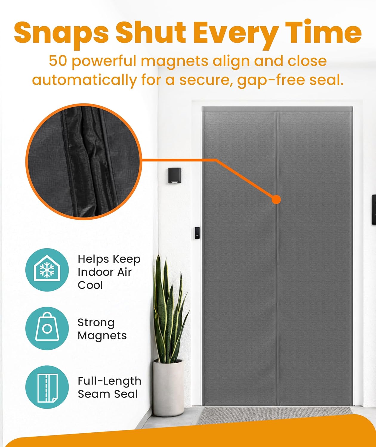 Flux Phenom Magnetic Screen Door - Bugs Out, Breeze in - 9min Install Auto-Sealing Heavy Duty Double Stitched Mesh, 52 Magnets, Hands Free Sliding & Patio Doors Net, Pet & Kid Friendly, 38 x 82 Inch