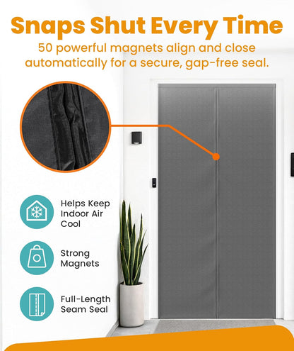 Flux Phenom Magnetic Screen Door - Bugs Out, Breeze in - 9min Install Auto-Sealing Heavy Duty Double Stitched Mesh, 52 Magnets, Hands Free Sliding & Patio Doors Net, Pet & Kid Friendly, 38 x 82 Inch