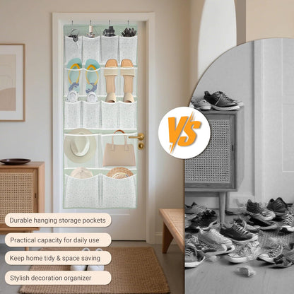 2 Pack- 12 Pocket Over Door Hanging Storage Organizer with 4 Kinds Pouch,Back of Closet Hanging Shelf Storage Organization for Sock,Hat,Underwear,Behind Door Caddy in Bedroom,Bathroom,Entrance,Dorm,RV