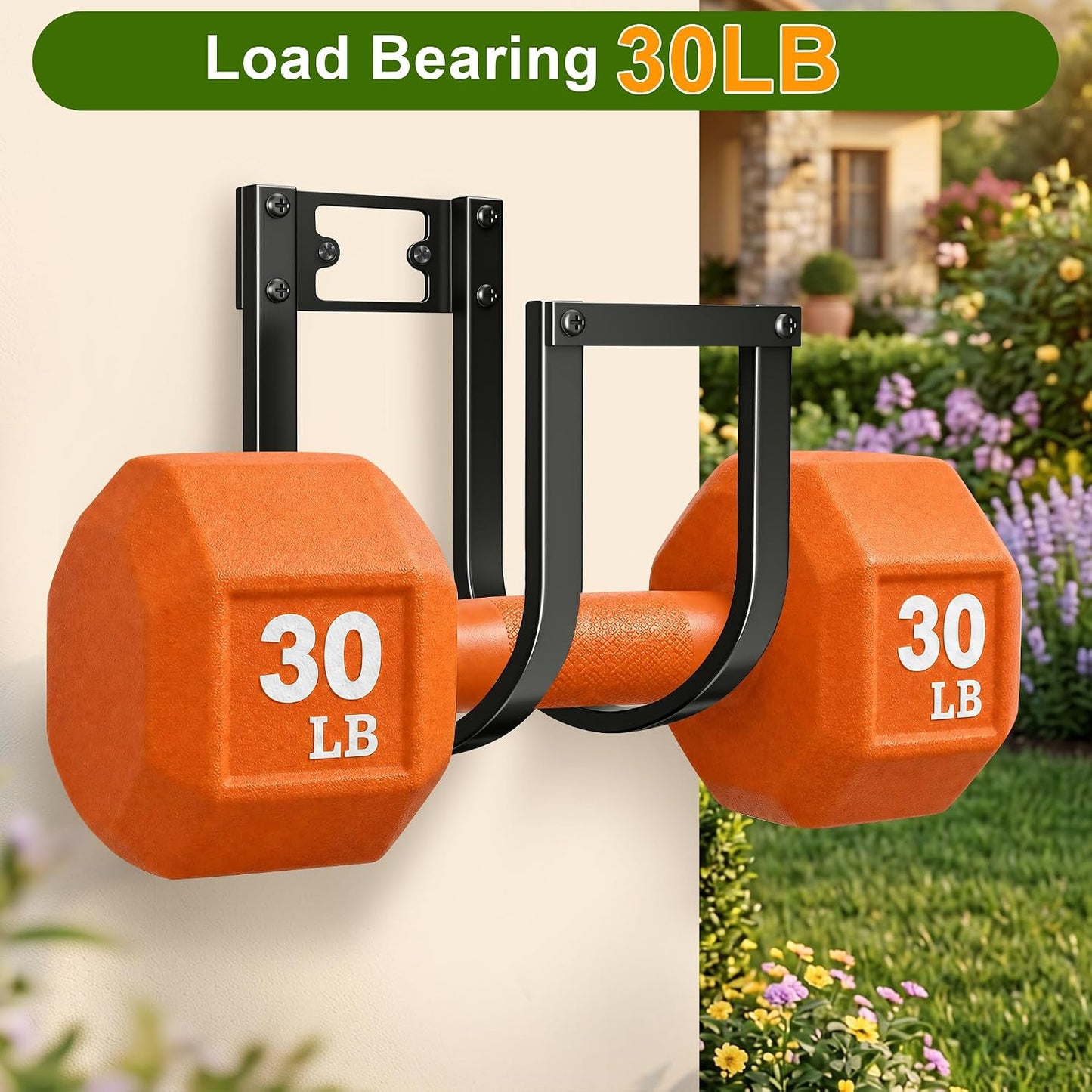 Garden Hose Holder Wall Mount - Heavy Duty Water Hose Holders for Outside, Detachable Garden Hose Hanger Holds 100 Ft, Metal Water Hose Storage for Garden Garage or Yard