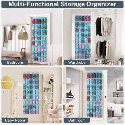 40 Large Mesh Pocket Over the Door Shoe Organizer,Hanging Shoe Rack for Door,Hualleko Shoes Organizer Hanger with Large Capacity, Shoes Storage Holder Sturdy Non-woven Fabric - Stores 20 Pairs (White)