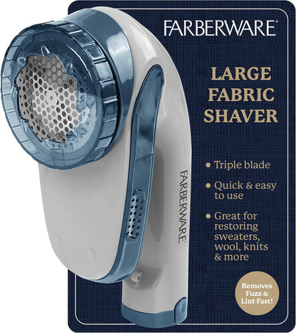 Farberware Fabric Shaver & Lint Remover for Clothes – Battery Operated Lint Shaver with Triple Blades, Sweater Shaver to Remove Pilling for Clothing, Couch, Furniture, Fuzz, Lint Balls