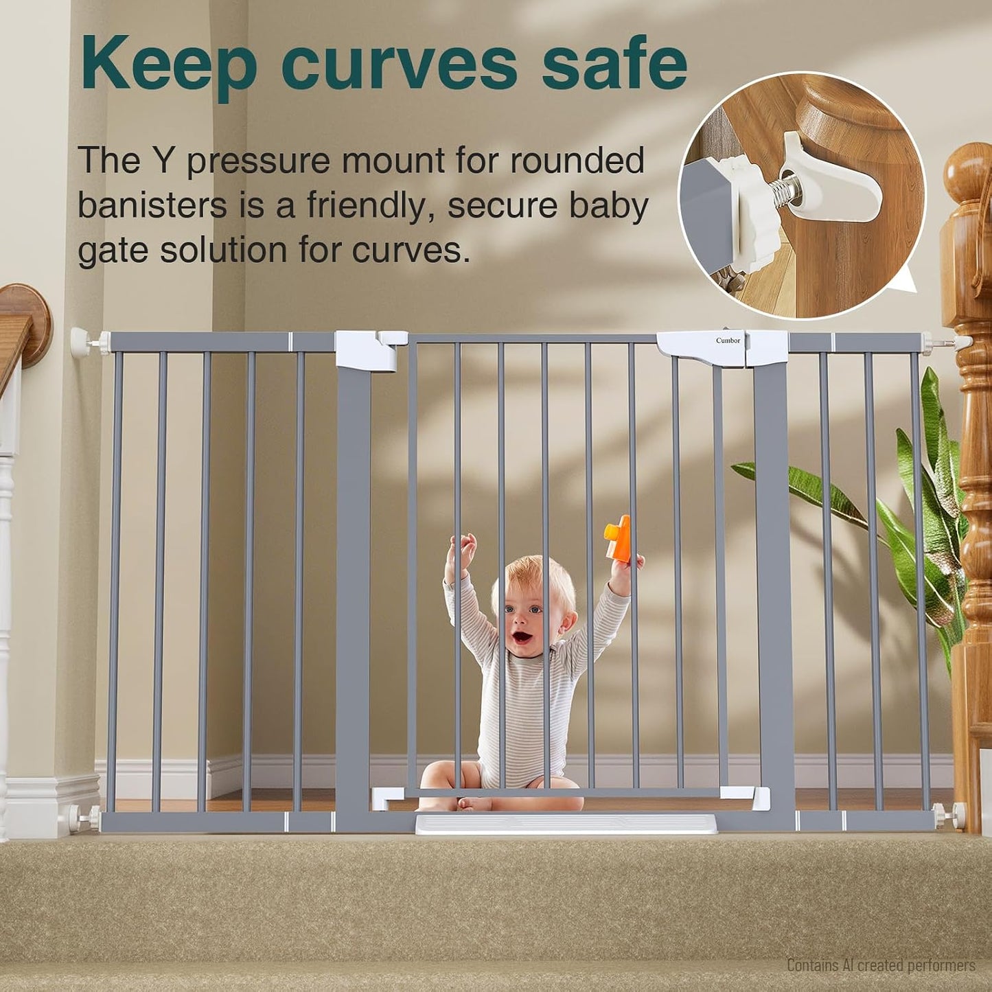 Cumbor 30-46" Baby Gate for Stairs, Mom's Choice Awards Winner-Auto Close Dog Gate for The House, Gifts for Mom, Easy Install Pressure Mounted Pet Gates for Doorways, Black
