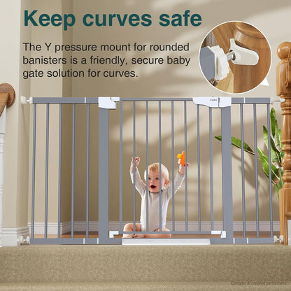 Cumbor 30-46" Baby Gate for Stairs, Mom's Choice Awards Winner-Auto Close Dog Gate for The House, Gifts for Mom, Easy Install Pressure Mounted Pet Gates for Doorways, Black
