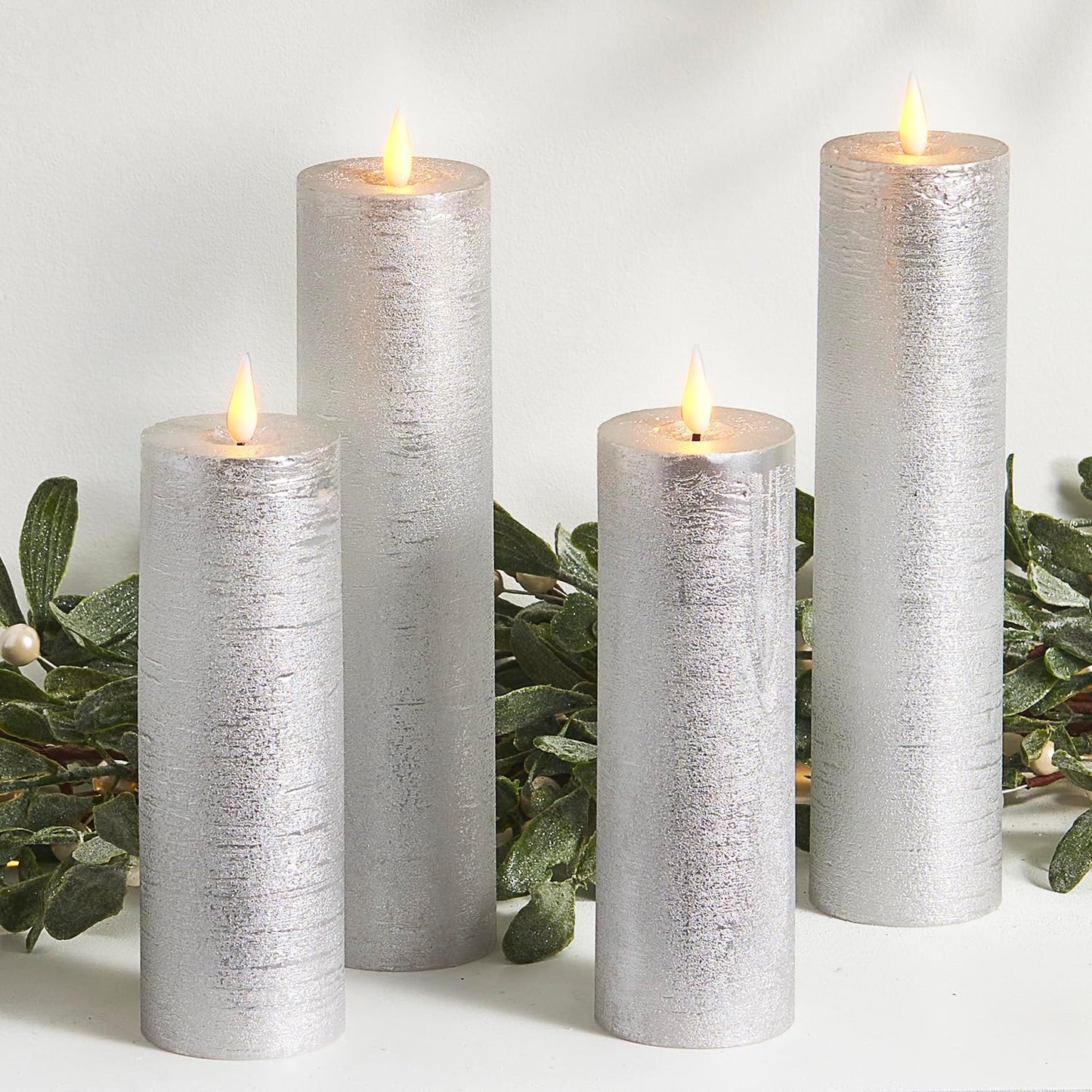 LampLust Realistic Flameless Pillar Candles with Remote, Set of 3, Batteries Included, Real White Wax, 3D Flickering LED Flame, 3 Inch Pillar Candles, Spring Decor, Centerpieces for Tables