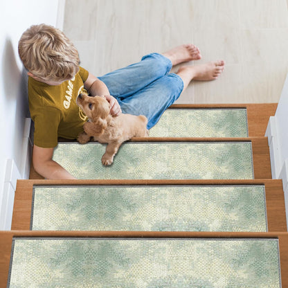 Non Slip Stair Treads for Wooden Steps, 15 Pack 8"x30" Washable Carpet | 8x30 in soft chenille polyester stair treads with reusable TPE backing for indoor wood stairs, dogs, kids, and seniors