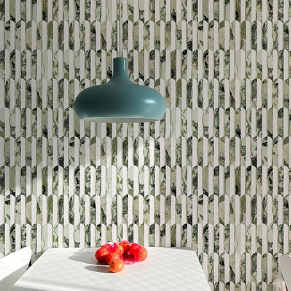Vamos Peel and Stick Backsplash Seamless Tile for Kitchen and Bathroom,White and Beige Slate PVC Mixed Light Gold Self Adhesive Fish Scale Metal Mosaic Tiles (10 Sheets)