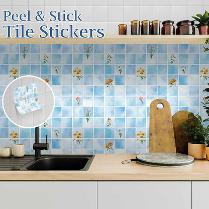 Peel & Stick Tile Stickers Waterproof Self-Adhesive Backsplash Stickers for Kitchen Bathroom Decor 10 Pack 11.8''x11.8'' (Light Green)