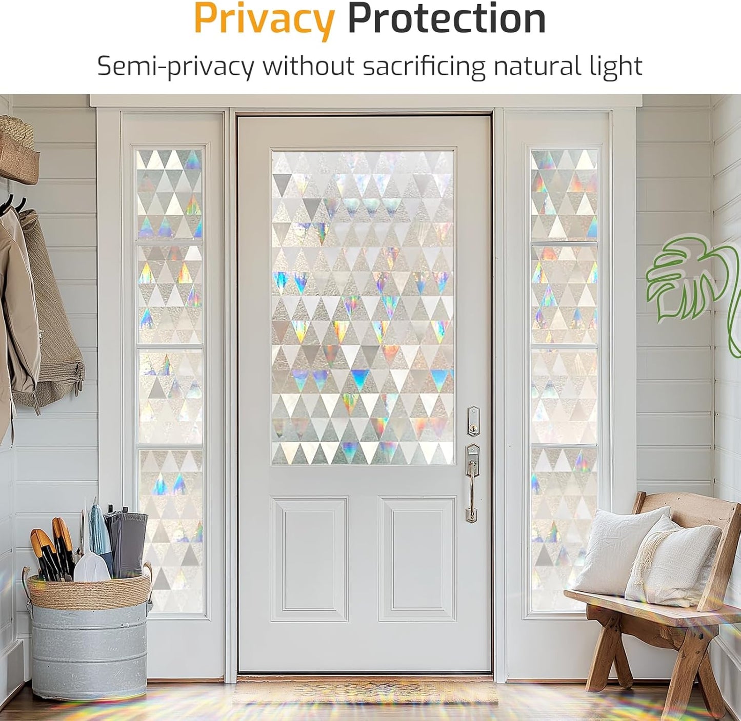 LUTE Window Privacy Film, Frosted Glass Window Film for Bathroom, Static Cling Removable Heat Control Glass Coverings, Non Adhesive Opaque Door Sticker for Home Office (Pure, 17.5" x 78.7")
