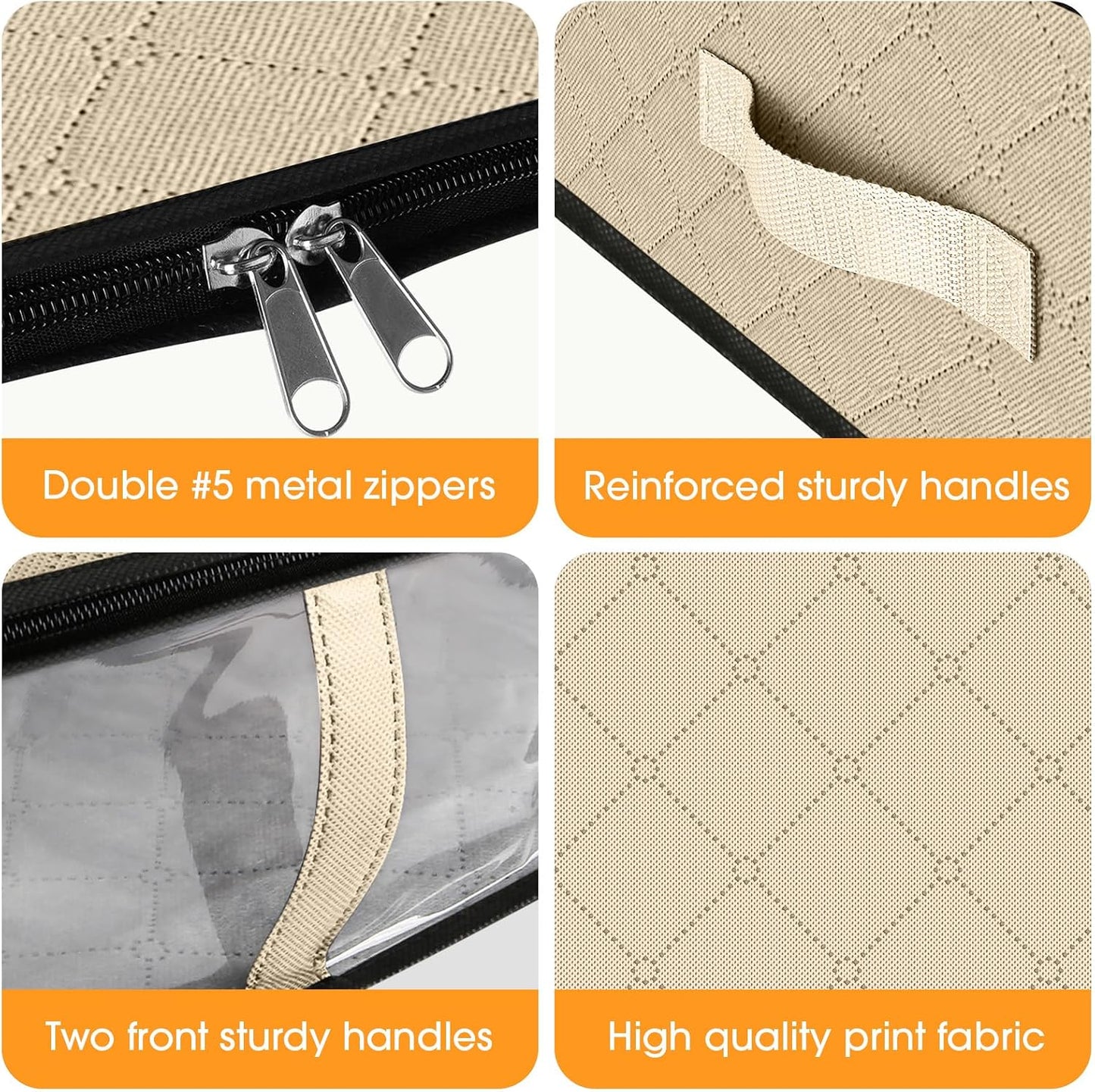 StorageRight Under Bed Storage Bags 3 Pack, 40L Large Clothes & Comforter Storage Containers with Clear Window, Breathable Fabric Organizer for Blankets, Bedding, Seasonal Clothing