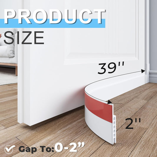 SYIPO 2 Pack Under Door Draft Stopper, 39" Premium Door Sweep Seal Strip Door Weather Stripping, Save Energy & Easy Instal Sound Proof Bottom Seal - Ideal for Keeping Out Cold/Hot Air & Noise