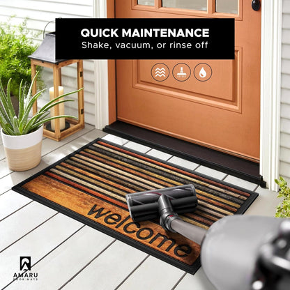 Extra Durable, Superior Absorption, Front Door Mat for Outdoor & Indoor - Welcome Mat for Entryway, Entrance, Patio, Porch - Waterproof, Non-Slip Backing, Coarse Fibers (Scales,17x29)
