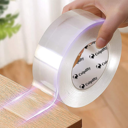 Double Sided Tape Heavy Duty for Wall Decor No Damage to Paint,Clear Removable Mounting Tape,Nano Two Sided Adhesive Tape,Picture Hanging Strips for Posters,Stickers - 3Rolls,Total(1.18in*20FT)
