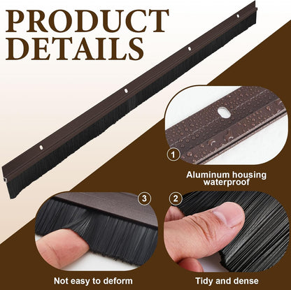 Gisafai 2 Pcs Aluminum Door Sweep with Soft PP Brush 8 Screws Long Bottom Sweep Door Brush for Exterior Home Garage Threshold Seal (36 Inches,Black)