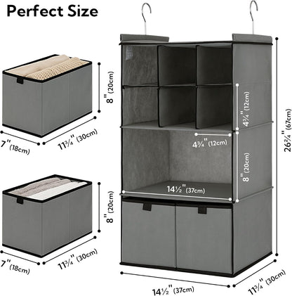 GRANNY SAYS 3-Shelf Hanging Closet Organizer and Storage, Collapsible Hanging Closet Shelves, Hanging Organizer for Closet & RV, Gray, 29 ½" H X 12" W X 12" D, 1-Pack