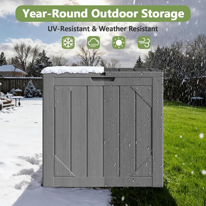 Outdoor Storage Box, 98 Gallon Deck Box, Outdoor Storage Bench, Waterproof Resin Storage Bench with Lockable Lid, Patio Furniture Cushions & Garden Tools Storage, UV Resistant (Black)