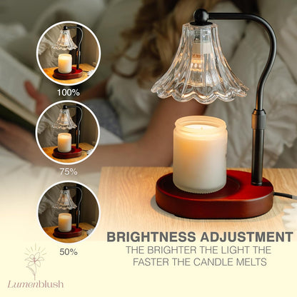 Candle Warmer Lamp – Dimmable Candle Lamp with Timer, Adjustable Height for Jar Candles (Oak)