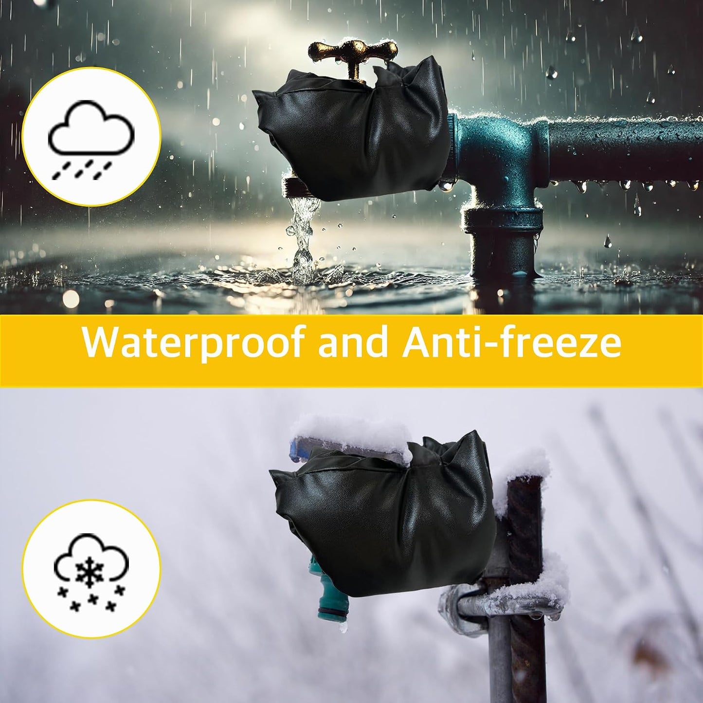 2Pack Heavy-Duty Outdoor Faucet Cover for Winter Freeze Protection, Insulated Waterproof Protector for Garden and Yard Taps