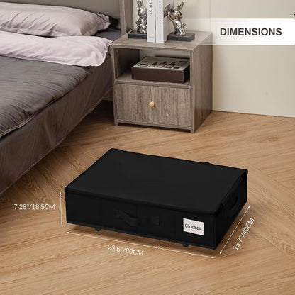 Vincona Under Bed Storage with Wheels, 2 Pack Under Bed Storage Containers with Label Holders for Clothes, Shoes and Blankets, Rolling Underbed Shoe Organizer with Cover, Beige (30.71x15.7x7.28 in)