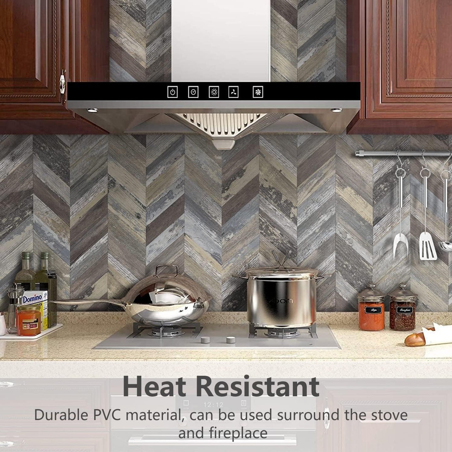 STICKGOO 10-Sheet Herringbone Tile Peel and Stick Backsplash, Beige Mixed Metal Gold PVC Stick on Backsplash, Self Adhesive Wall Tile for Kitchen and Bathroom