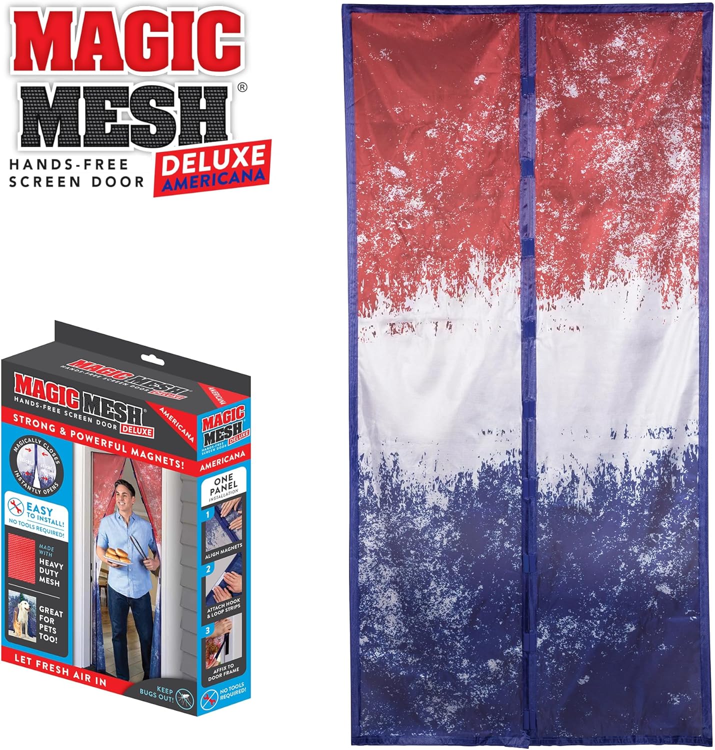Magic Mesh Deluxe, Black | Magnetic Screen Door, Heavy Duty, Magnetic Closure, Door Net, Patio Screen, Sliding Door Screen, Bug Screen for Doorways, Kid & Pet Friendly | Size 39" x 83" (Pack of 1)