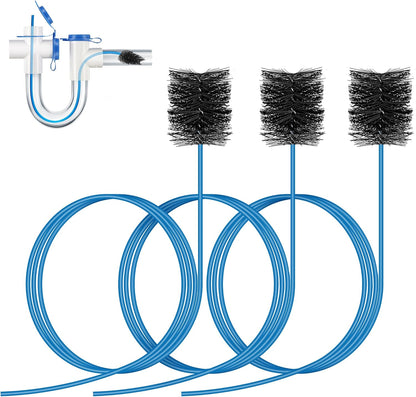 3 Pcs Condensate Trap Flexible Drain Brush, 48 Inch AC Drain Line Cleaning Brush for AC & HAVC Condensate P Trap, Black