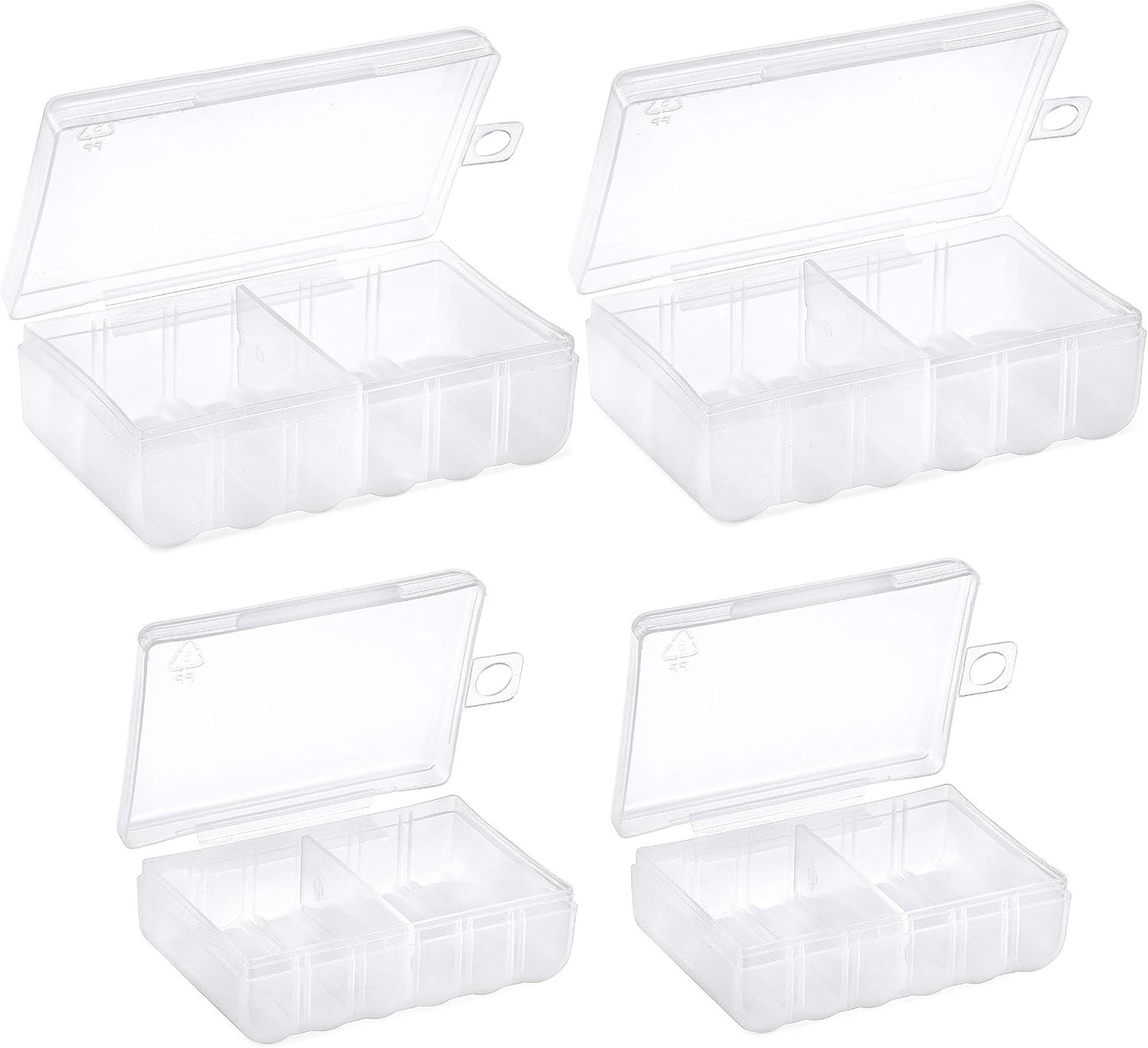 GlossyEnd Set of 4 - Two C and Two D Battery Storage Box, Battery Storage Case, Battery Holder Clear (C - D)