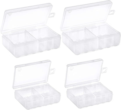 GlossyEnd Set of 4 - Two C and Two D Battery Storage Box, Battery Storage Case, Battery Holder Clear (C - D)
