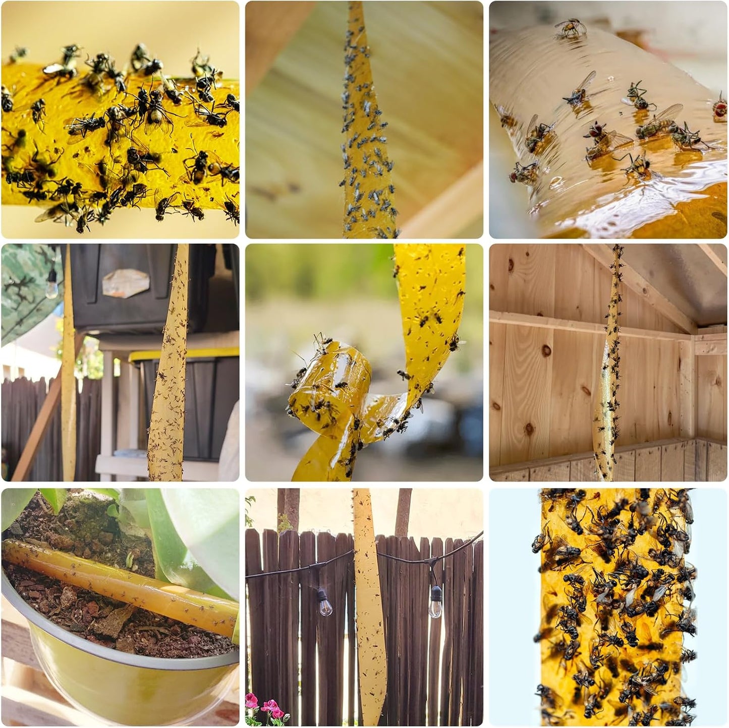 Fly Strips Trap Indoor Sticky Hanging, 24 Pack Fly Paper Traps Outdoor, Flies Tape Paper Ribbon Rolls for Home Kitchen, Fruit & Bug Gnat Catchers for Inside, Killer for Winged Insect