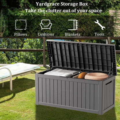 Outdoor Storage Box 325GAL Waterproof Resin Deck Box,Pool Accessories Supplies，UV-Resistant Lockable Package Delivery Bin for Garden Tools,Large Patio Outside Cushions,Chest,Furniture,Black
