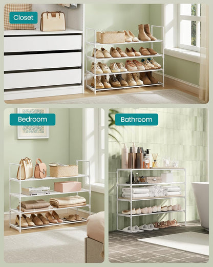 SONGMICS Shoe Rack, 6-Tier Shoe Organizer, Metal Storage Shelf, Upright or Upside Down, for 24-30 Pairs, Stackable, for Entryway, 11.8 x 36.2 x 42.7 Inches, Black ULSA306BH01