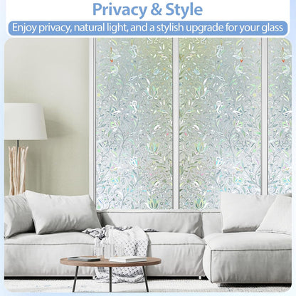 GTJ Frosted Window Privacy Film, Static Cling No Glue Removable Reusable, UV Blocking Glare & Heat Reduction, for Bathroom Glass Door Home Office, 17.5" x 78.7"in
