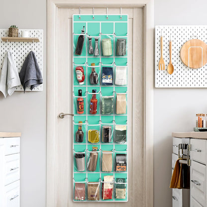 Simple Houseware 24 Pockets - Crystal Clear Over The Door Hanging Shoe Organizer, Gray (64'' x 19'')
