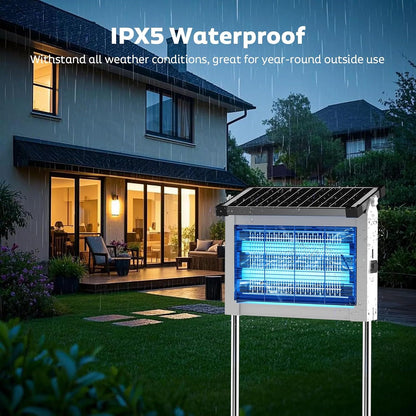 OnBeam Solar Bug Zapper Outdoor, 4500V Mosquito Zapper Fly Trap for Patio | 10W Solar Panel, IPX5 Waterproof, Auto Mode, Solar Powered, USB C Charging, Electric Rechargeable Mosquito Killer for Garden