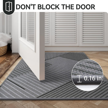 Front Door Mat 17''x30'', Absorbent Dirt Resist Washable Non Slip Low-Profile Indoor Doormat, Easy Clean Welcome Entryway Door Mats, Brown