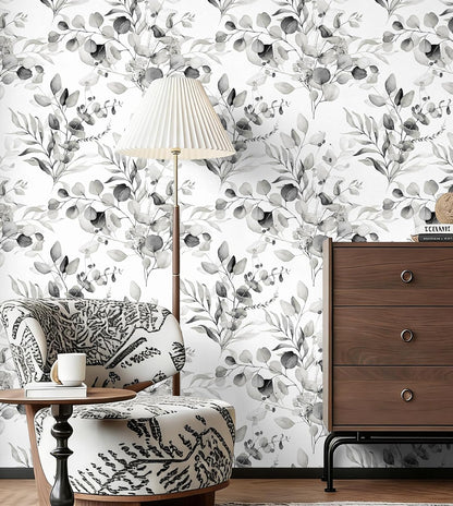 Floralplus Peel and Stick Wallpaper Boho Leaf Removable Wallpaper for Bathroom Renter Leaf Contact Paper for Locker Shelf Liner Vinyl Adhesive Wallpapers Wall Mural Decor 17.5 in x 118 in