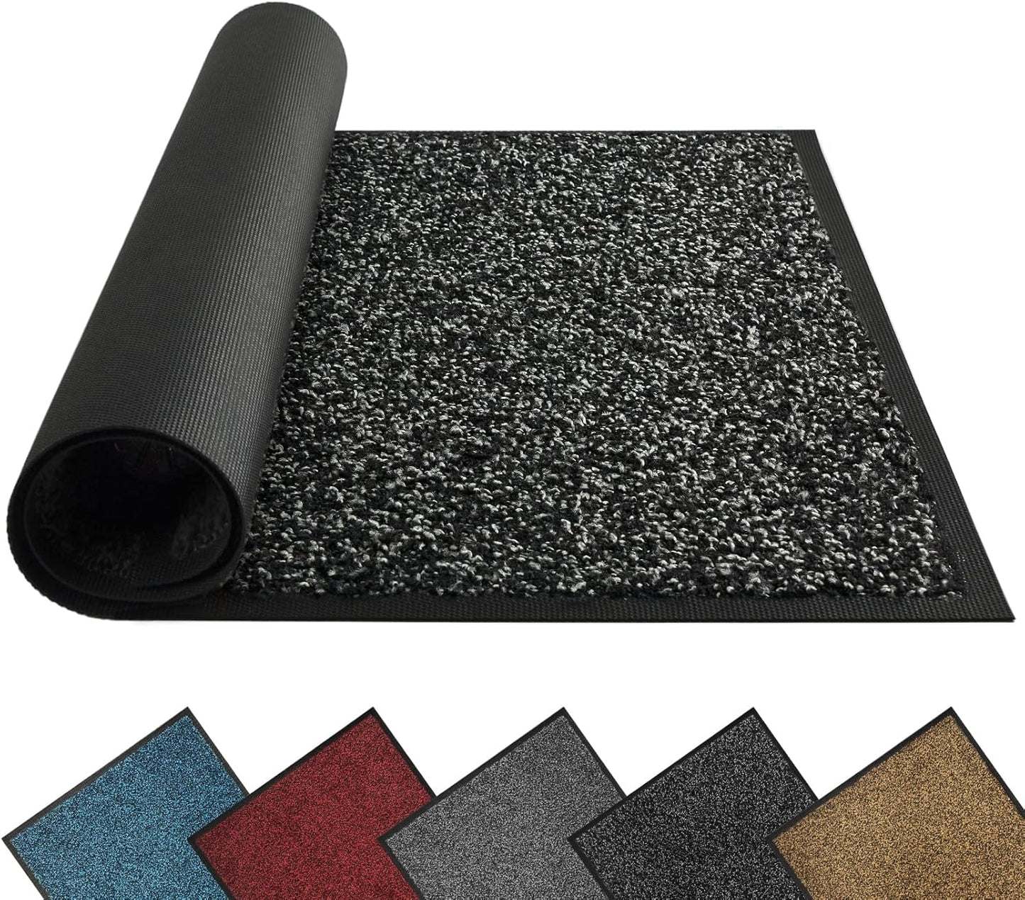 Mibao Front Door Mat, Dirt Trapper Welcome Mat for Outdoor Indoor, Non-Slip Waterproof Doormat, Durable Machine Washable Low Profile Entry Rug for Back Door Outside Patio Porch, 29.5" x 17", Grey