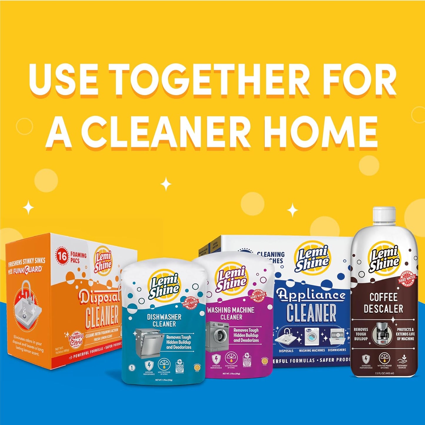 Lemi Shine Garbage Disposal Cleaner and Deodorizer Powered By Citric Acid | Foam Cleaner For Kitchen Garbage Disposal with a Natural, Fresh Lemon Scent (2 Count)