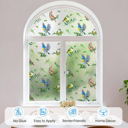 Frosted Window Privacy Film - Brushed Silver Static Cling Glass Film for Bathroom, Day and Night Door Privacy Film Window Cover to Stop Dog Barking, 17.5x78.7 Inch, Pure