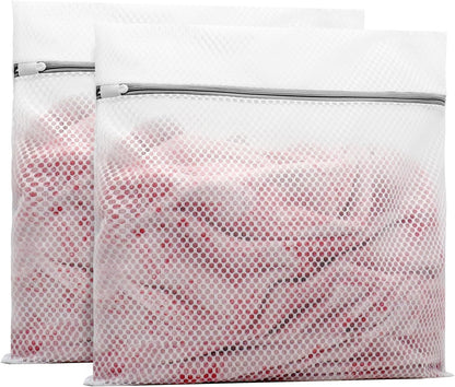 Muchfun 2Pcs Durable Honeycomb Mesh Laundry Bags for Delicates 24x24 Inches | (2 XX-Large)