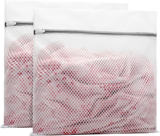 Muchfun 2Pcs Durable Honeycomb Mesh Laundry Bags for Delicates 24x24 Inches | (2 XX-Large)
