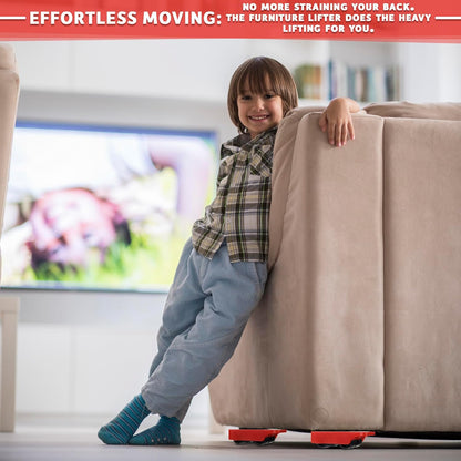 Furniture Lifter Tool & Furniture Moving Sliders Set 360° Rotating Wheels Up to 220 lbs, Refrigerator Movers Sliders with Smooth Glide, Non-Scratch Design for Hardwood Floors, Home & Office Appliances