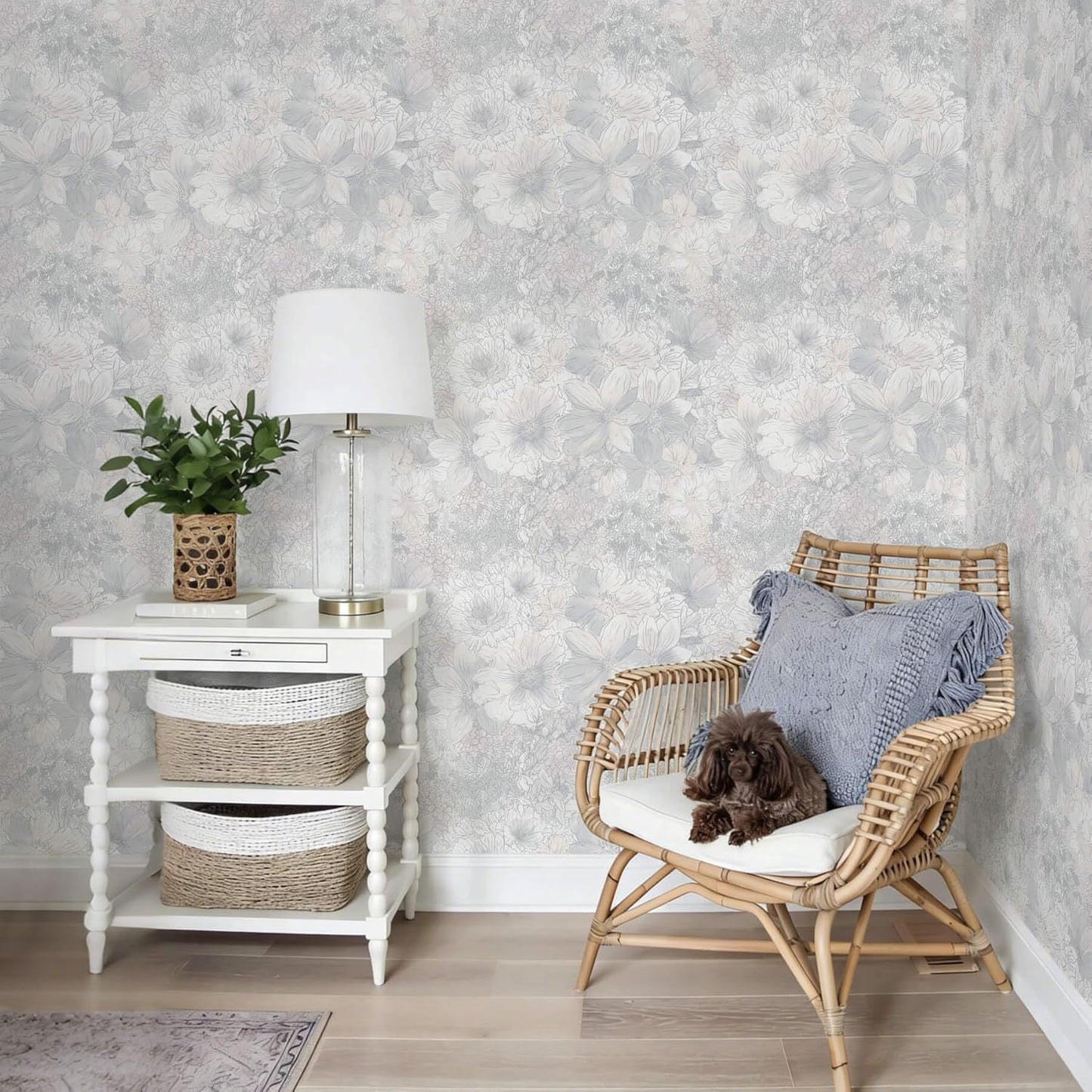Heroad Peel and Stick Wallpaper Boho Beige Contact Paper Floral Wall Paper Removable Self Adhesive Wallpaper for Cabinet Bedroom Living Room Entryway Walls Bathroom Waterproof Vinyl Roll 17.3''x78.7''