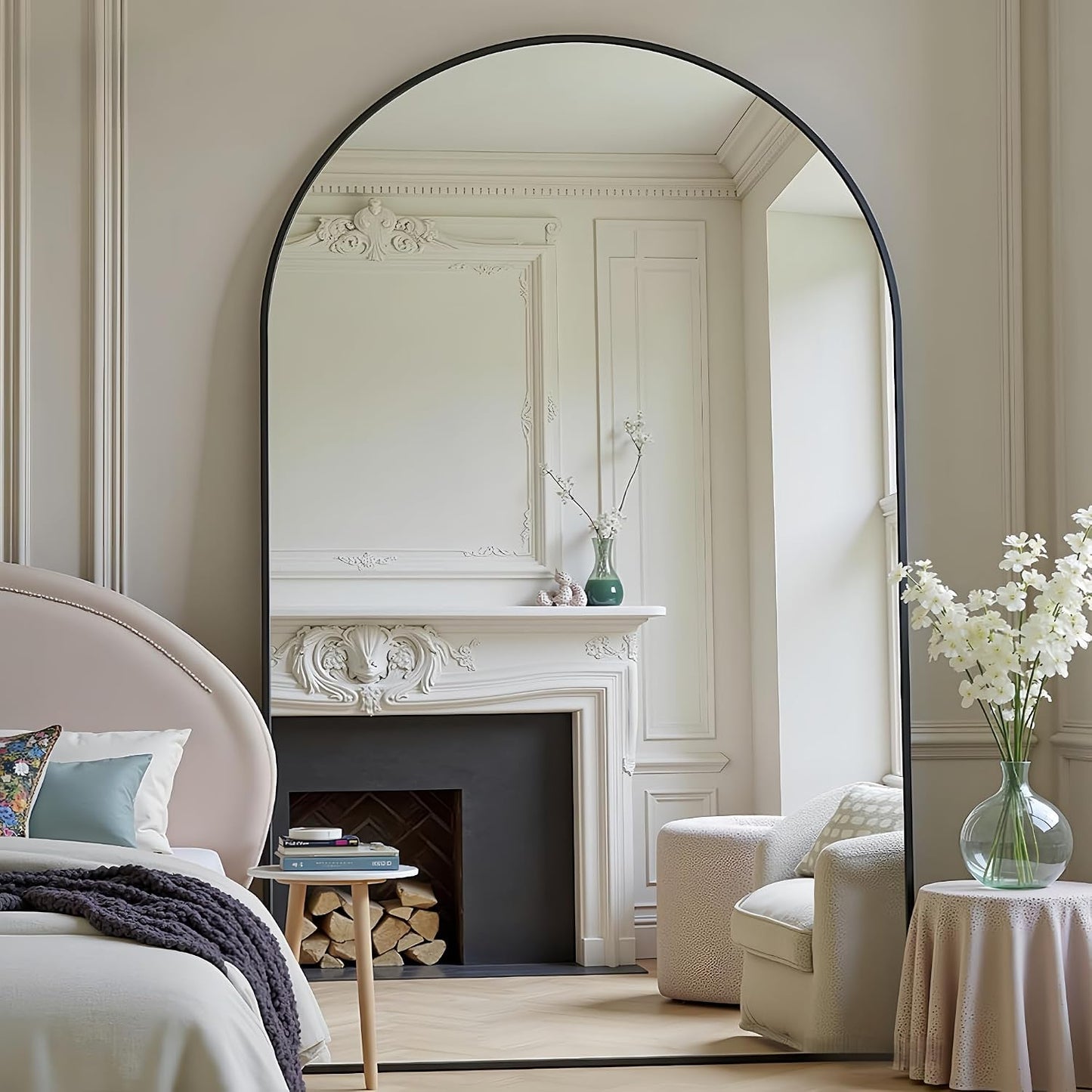 Prywot Arched Full Length Mirror, 70"x26" Free Standing Floor Mirror, Modern Full Body Mirrors with Stand, Wall Mirrors with Aluminum Alloy Frame for Bedroom,Living Room, Gold