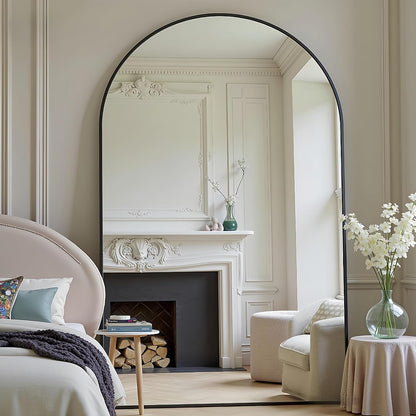Prywot Arched Full Length Mirror, 70"x26" Free Standing Floor Mirror, Modern Full Body Mirrors with Stand, Wall Mirrors with Aluminum Alloy Frame for Bedroom,Living Room, Gold