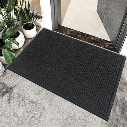 Mibao Front Door Mat, Heavy Duty Durable Welcome Mat for Outdoor Indoor, Dirt Trapper Waterproof Super Absorbent Door Mat for Entryway Outside Patio Porch, 29.5" x 17", Grey